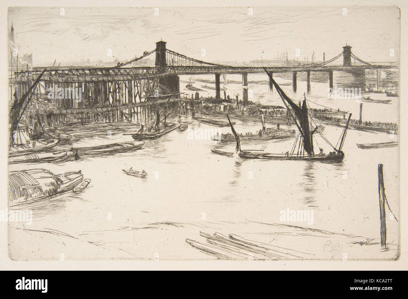 Old Hungerford Bridge, James McNeill Whistler, 1861 Stock Photo