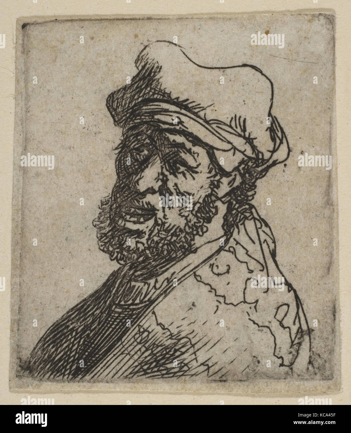 Man Crying Out, Three-Quarters Left: Bust, Rembrandt, ca. 1629 Stock Photo