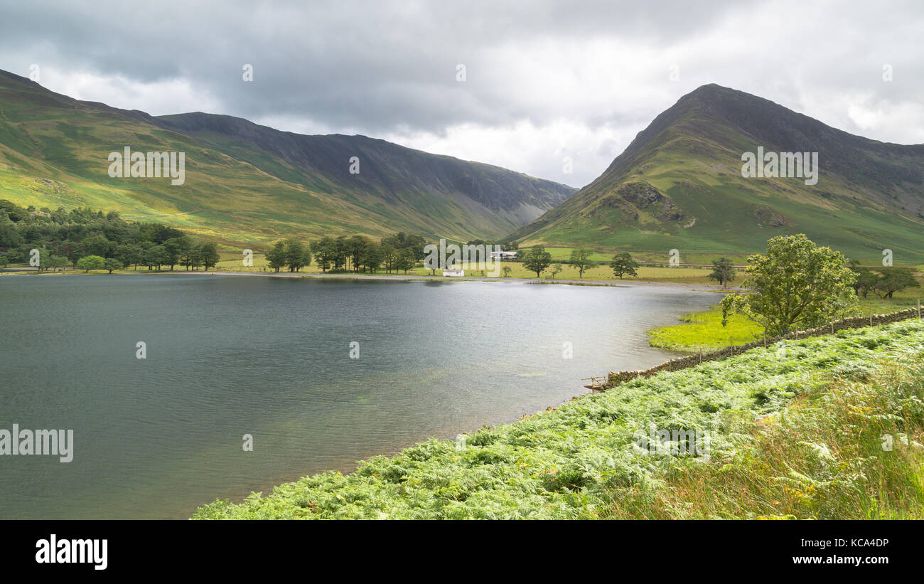 A landscape view of Buttermere, one of the lakes in the Lake District, Cumbria, United Kingdom. Stock Photo