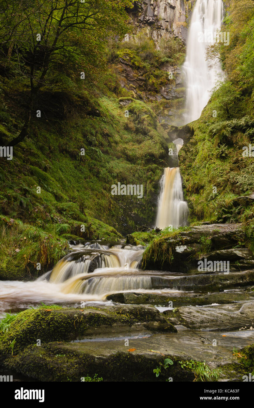Pistyll Rhaeadr Waterfall In Llanrhaeadr Ym Mochnant Powys Where The