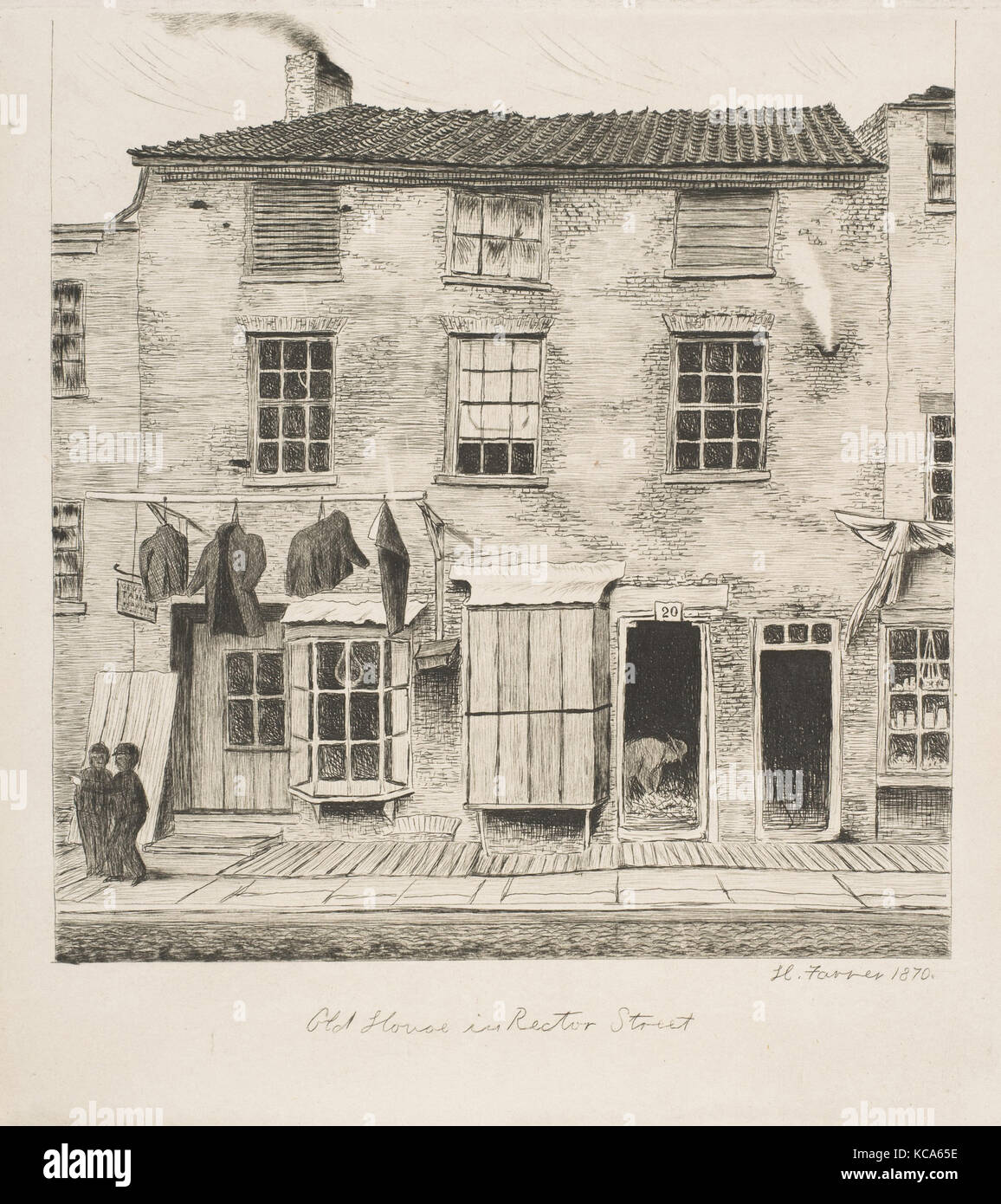 Old House in Rector Street (from Scenes of Old New York), Henry Farrer, 1870 Stock Photo