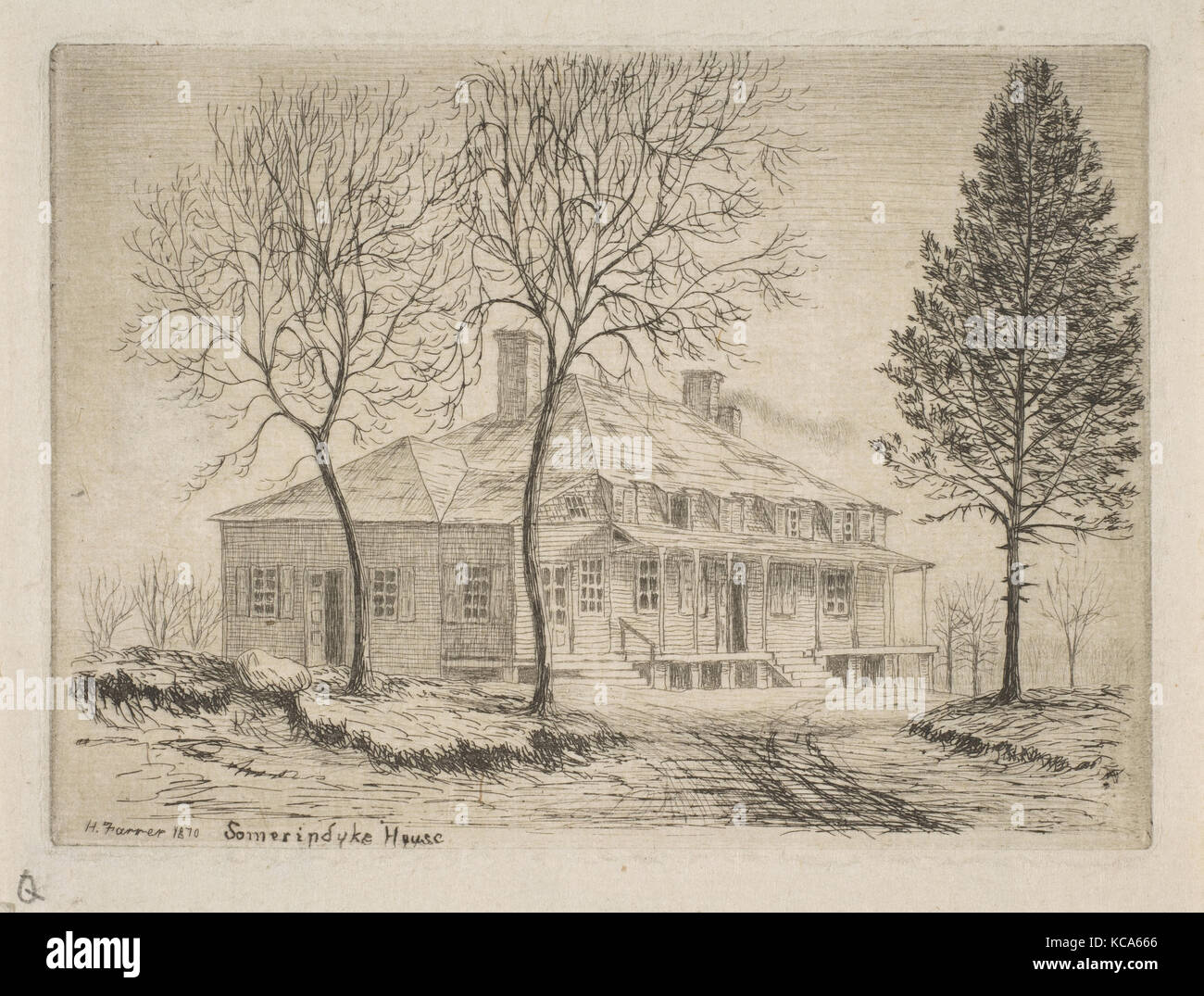 Somerindyck House, Bloomingdale Road (from Scenes of Old New York), Henry Farrer, 1870 Stock Photo