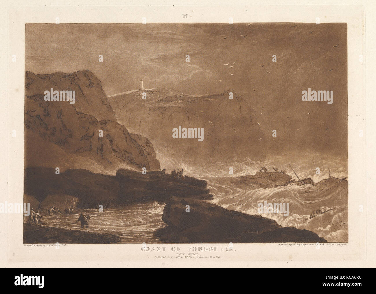 Coast of Yorkshire, Near Whitby (Liber Studiorum, part V, plate 24), Designed and etched by Joseph Mallord William Turner Stock Photo