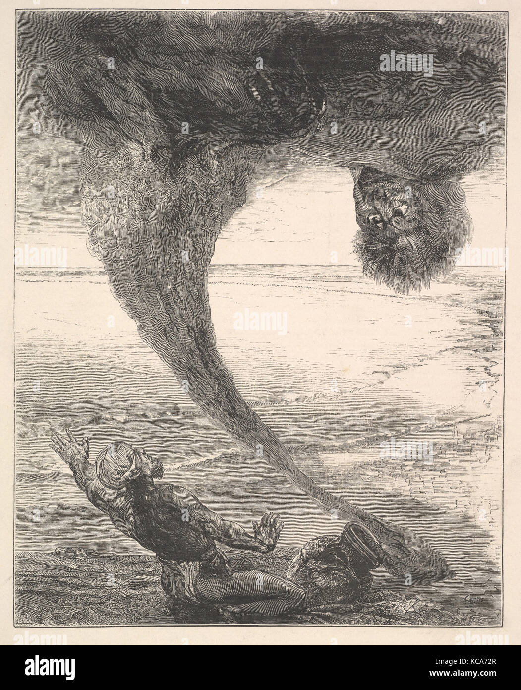 The Fisherman and the Afrite (or Genie), Designed by John La Farge, 1868 Stock Photo