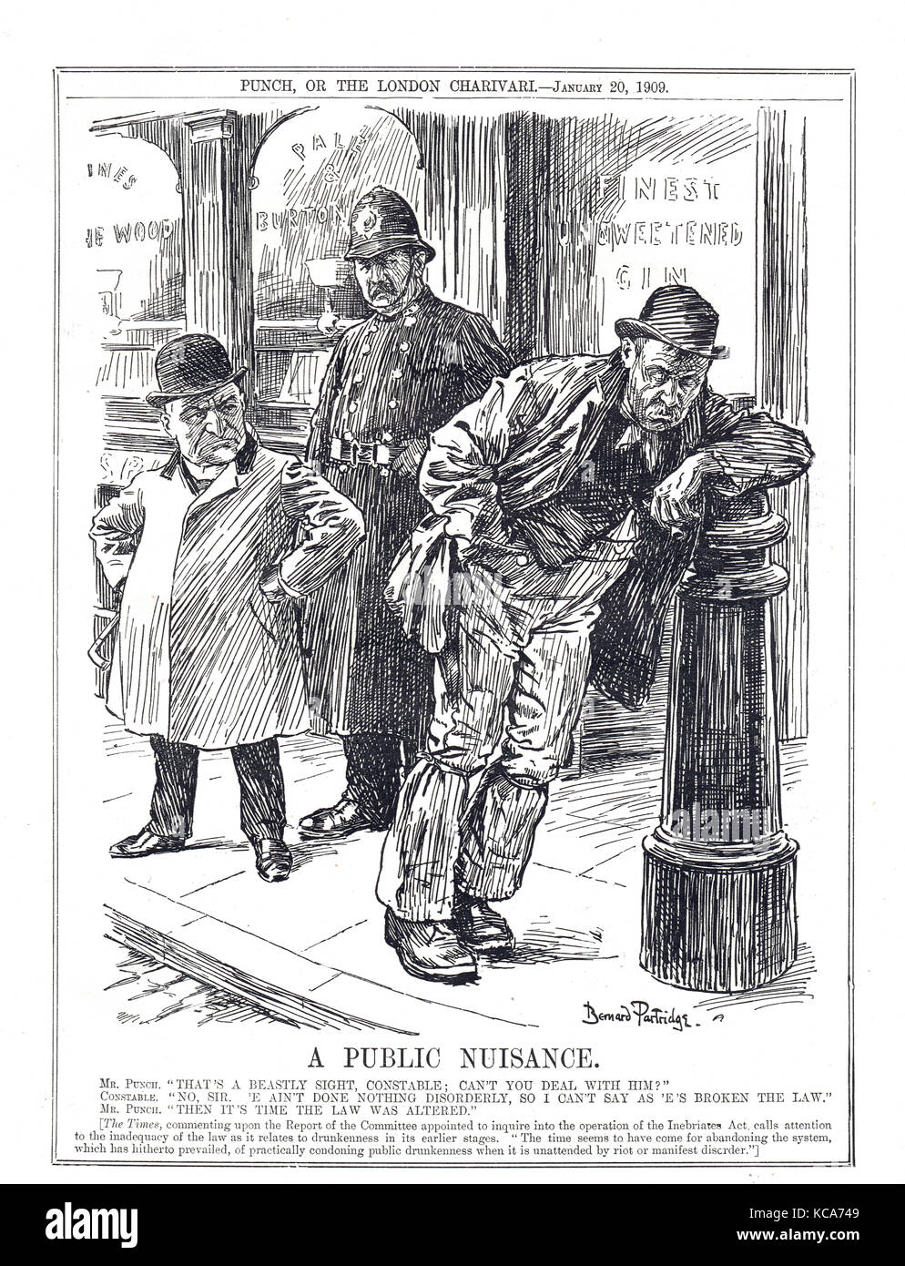 Public drunkenness, 1909 Punch cartoon Stock Photo Alamy