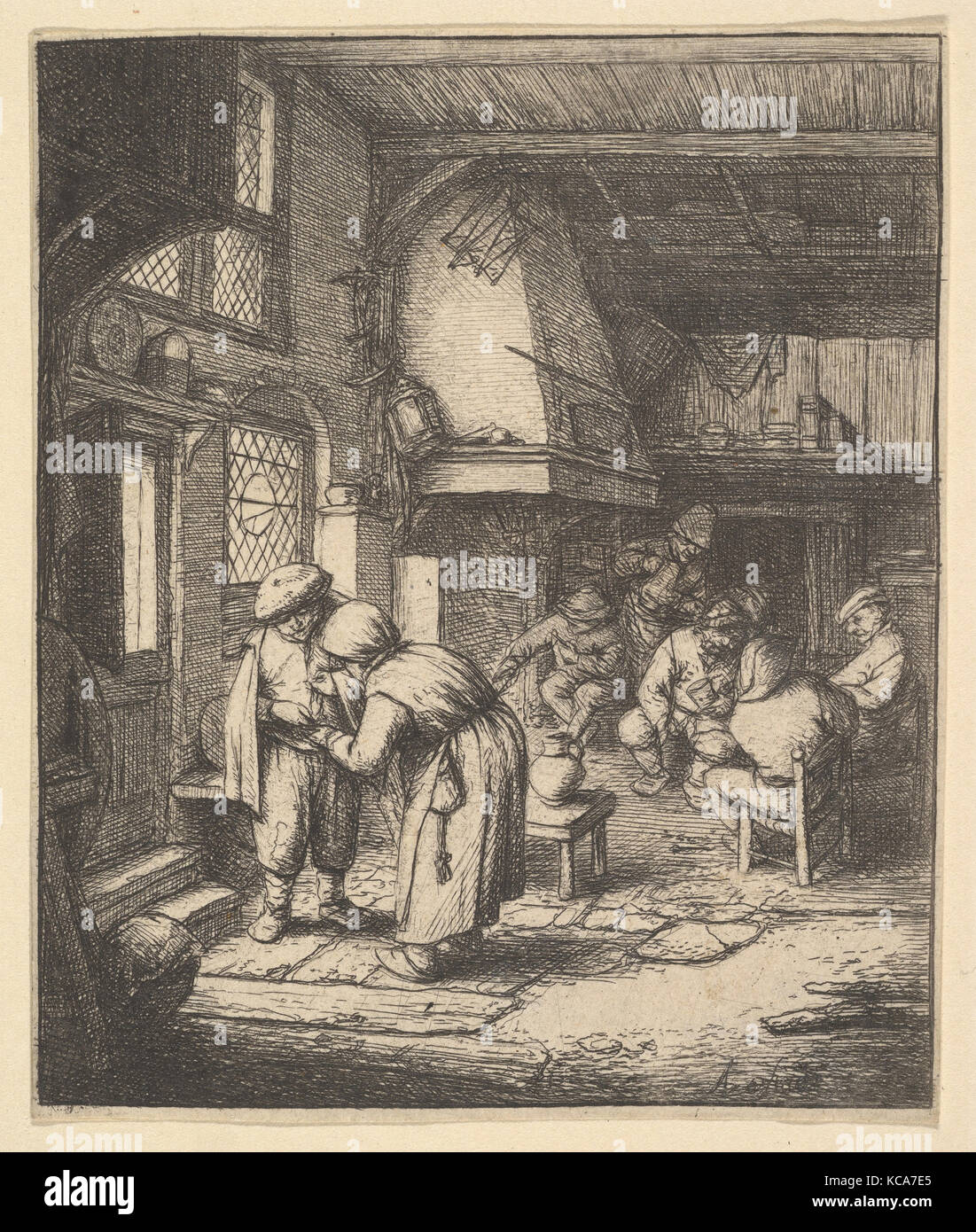 Peasant Paying his Bill, Adriaen van Ostade, 1610–85 Stock Photo