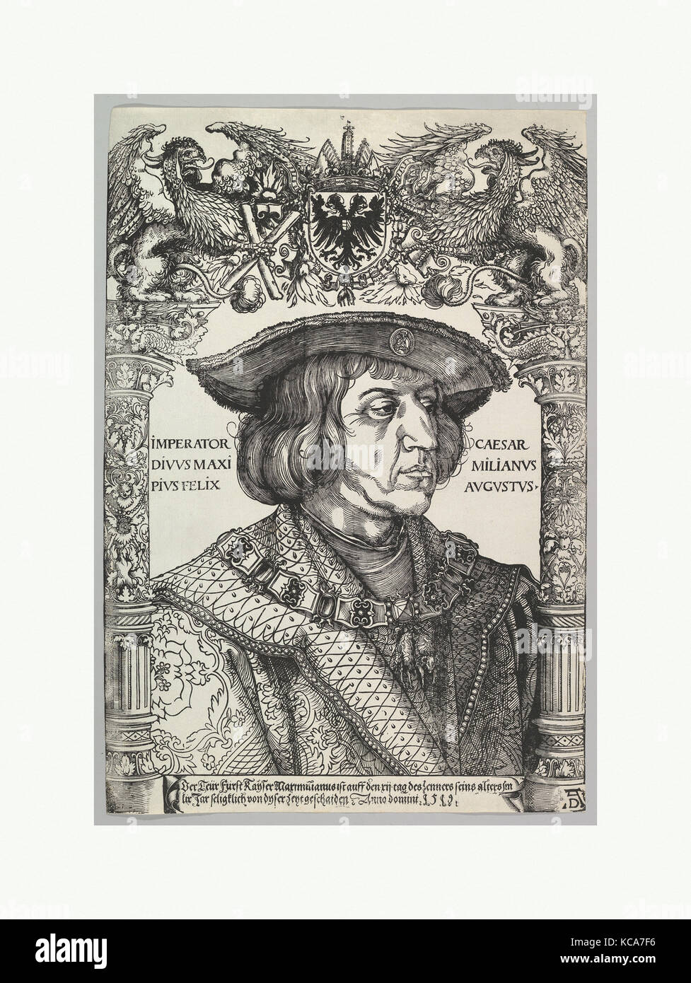 Portrait of Emperor Maximilian I, Hans Weiditz the Younger, 1519 Stock Photo