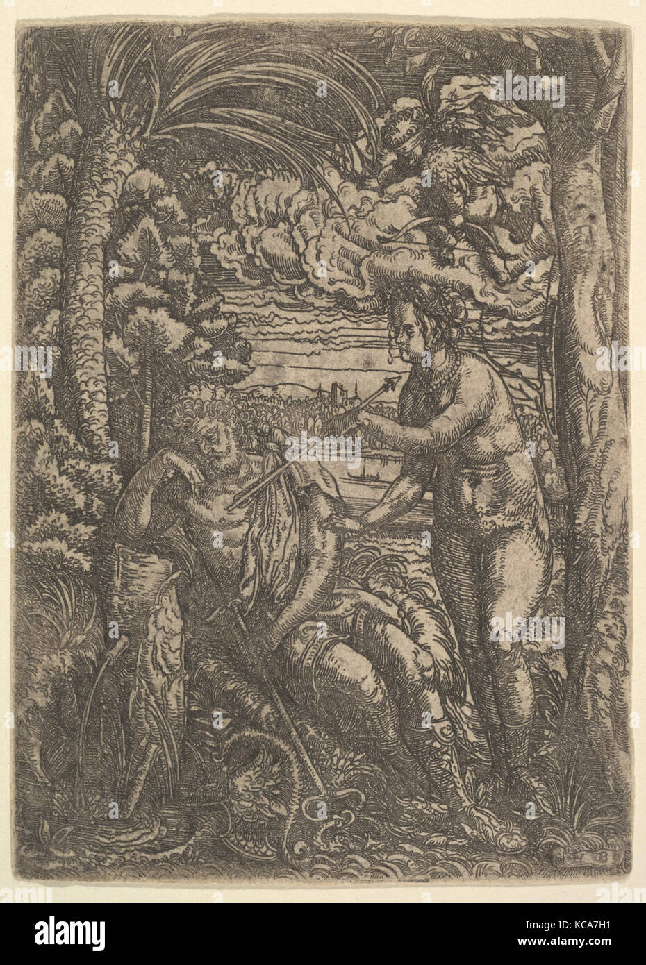 Venus and Mercury, 1520–25, Etching, sheet: 7 3/16 x 5 3/16 in. (18.3 x 13.2 cm), Prints, Hans Burgkmair (German, Augsburg 1473 Stock Photo