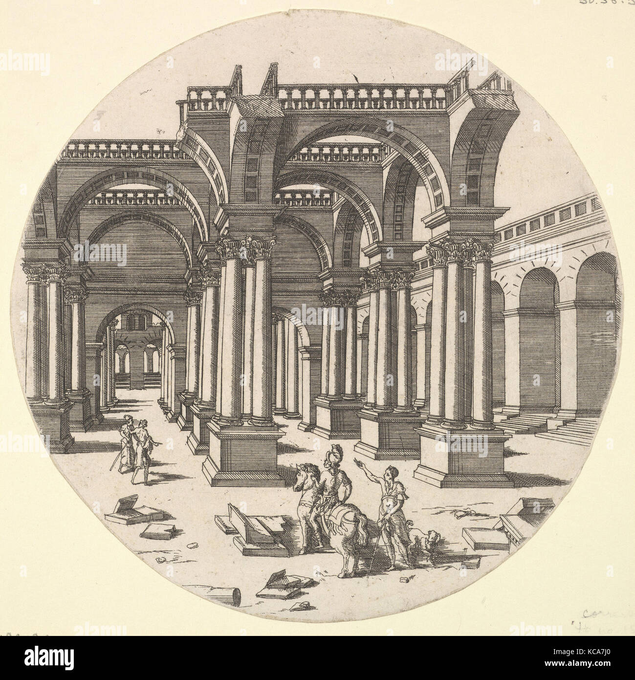 Perspectival View, Temple of Isis, Jacques Androuet Du Cerceau, 1551 Stock Photo