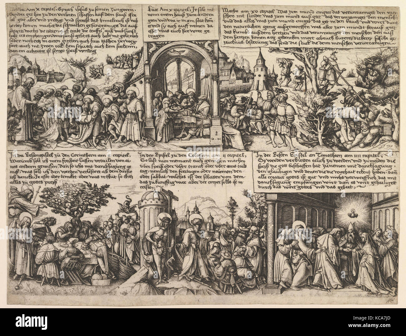 Different Scenes, from the Gospels and from Acta Apostolorum, Daniel Hopfer, ca. 1530 Stock Photo