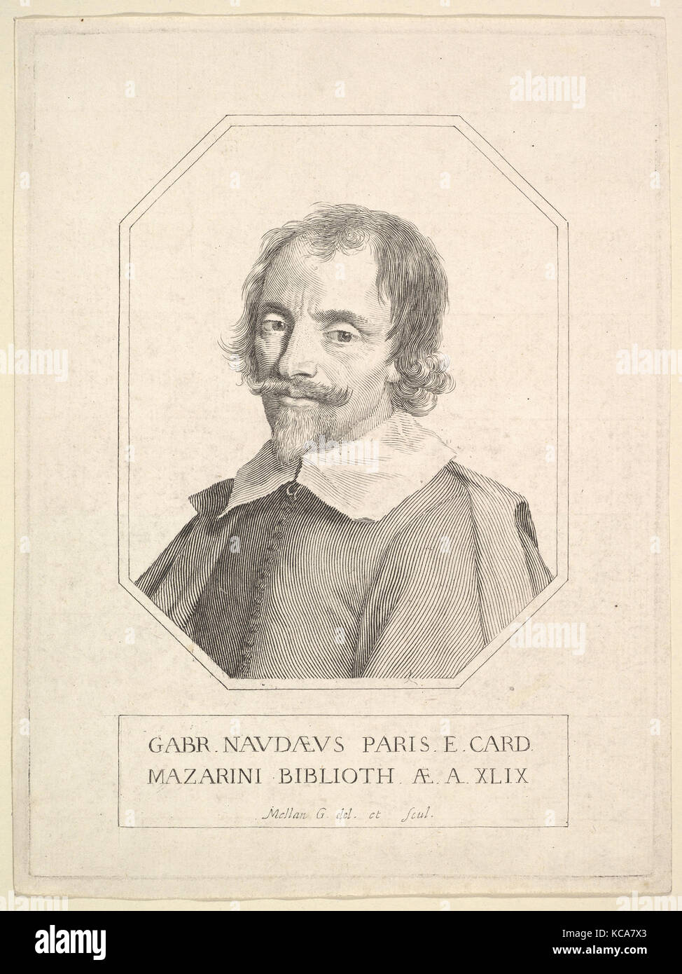 Gabriel Naudé, 1648, Engraving; first state of three (BN), sheet: 9 1/2 x 7 3/16 in. (24.2 x 18.3 cm), Prints, Claude Mellan Stock Photo