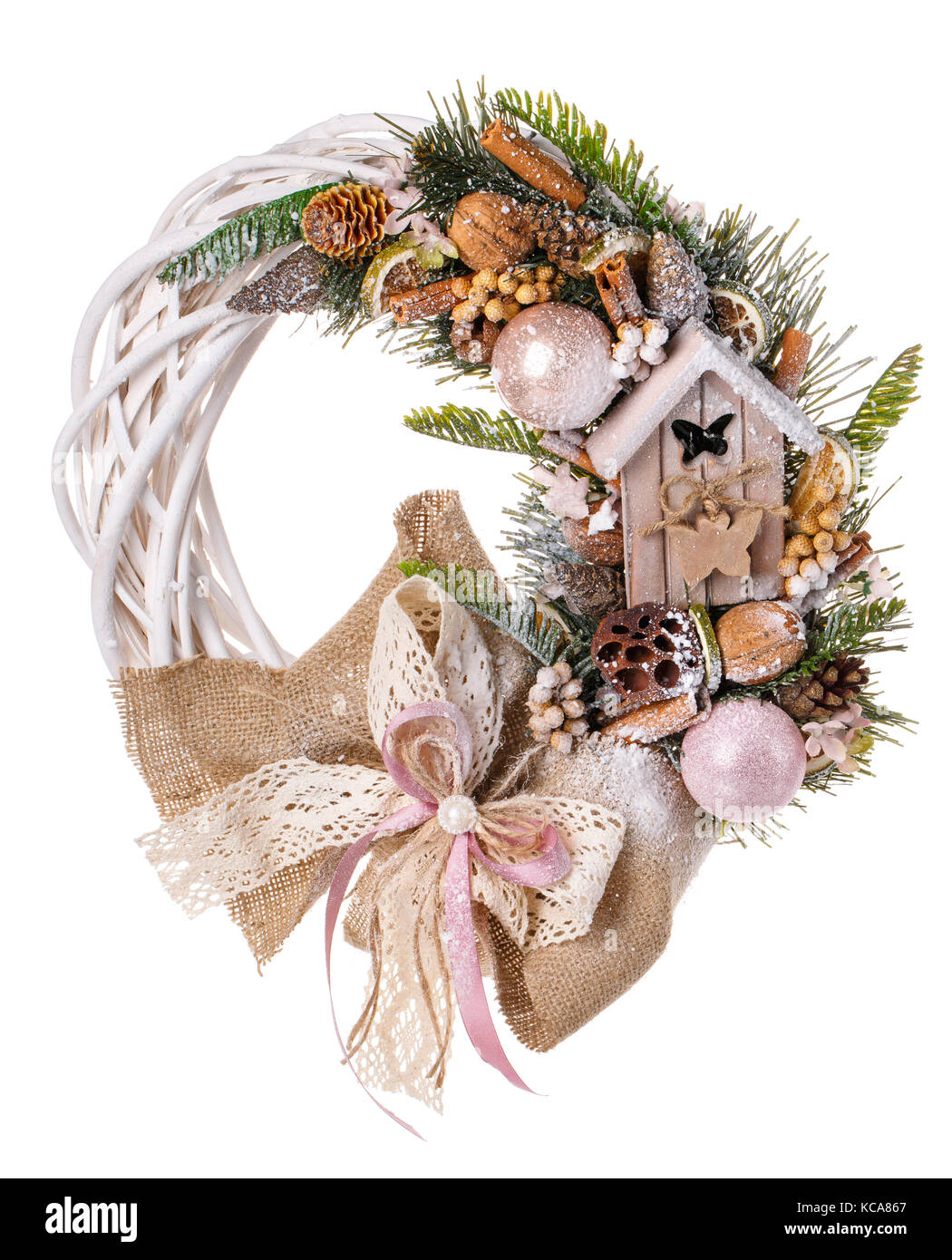 Traditional christmas wreath isolated on white background Stock Photo ...