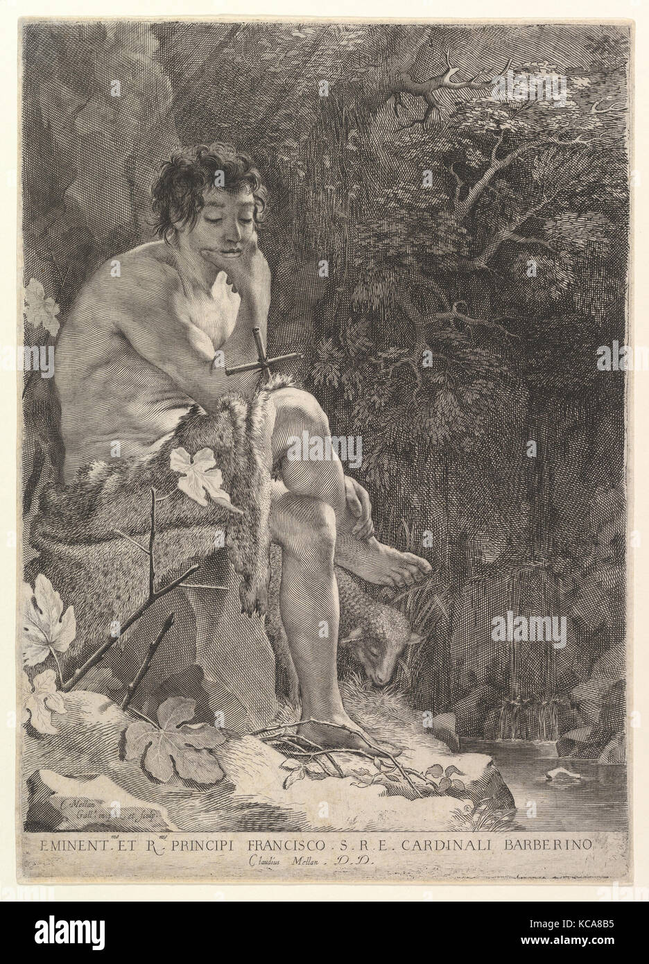 St. John the Baptist in the Wilderness, Claude Mellan, 1629 Stock Photo