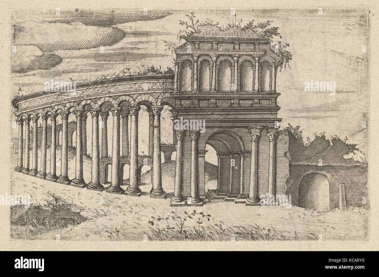 The Amphitheater in Bordeaux Teatrum Bordeos; Transitorium Caesaris, from the series 'Ruinarum variarum fabricarum Stock Photo