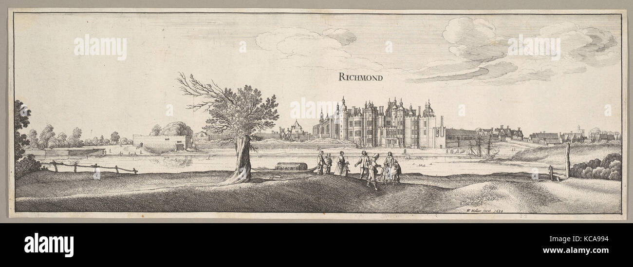 Richmond Palace, 1638, Etching, only state, a copy of NH 259 made by Hollar himself, Sheet: 20 1/2 × 13 1/4 in. (52.1 × 33.7 cm Stock Photo