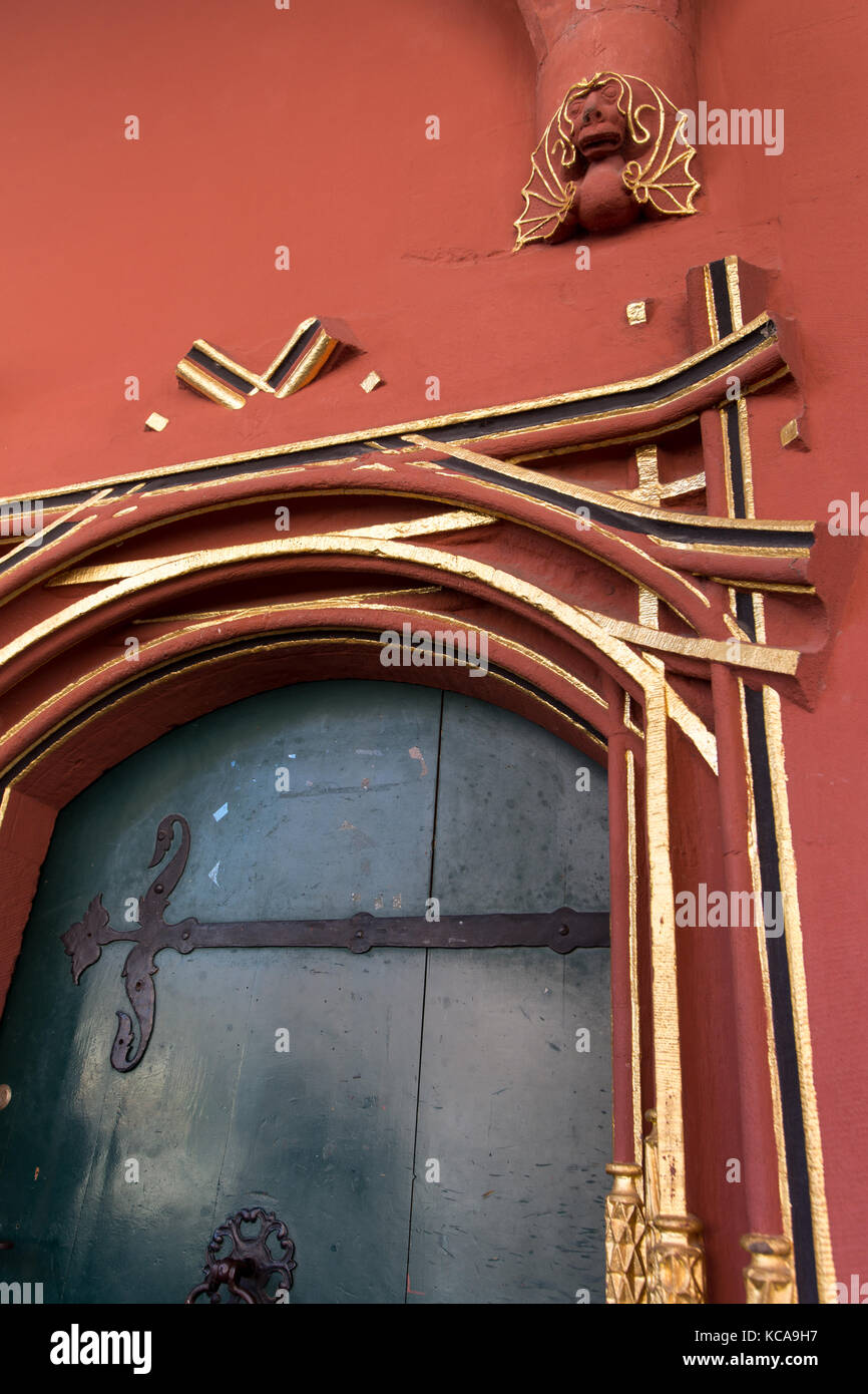City of Freiburg, Germany. Close up view of an entrance door to the ...