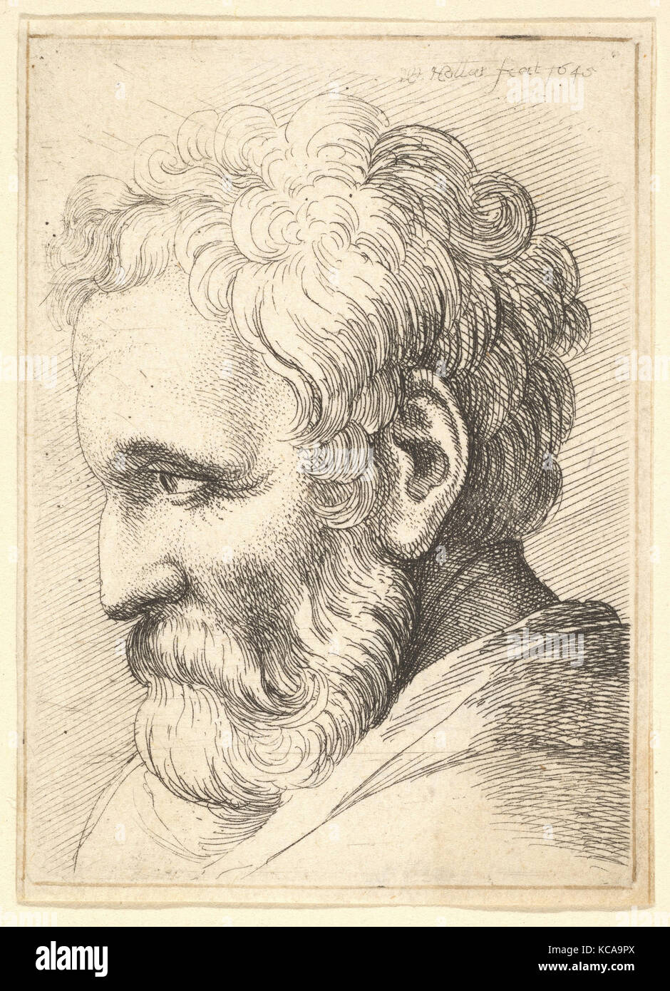 Bearded old man, 1645, Etching; only state, Plate: 2 3/4 × 2 in. (7 × 5.1 cm), Prints, Wenceslaus Hollar (Bohemian, Prague 1607 Stock Photo