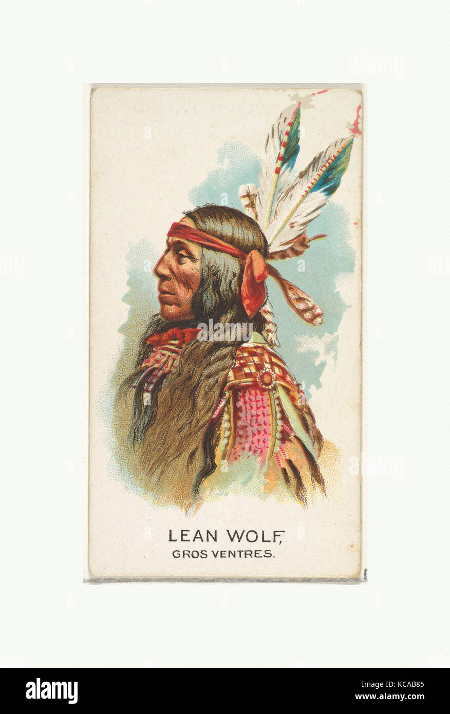 Lean Wolf, Gros Ventres, from the American Indian Chiefs series (N2) for Allen & Ginter Cigarettes Brands, 1888 Stock Photo