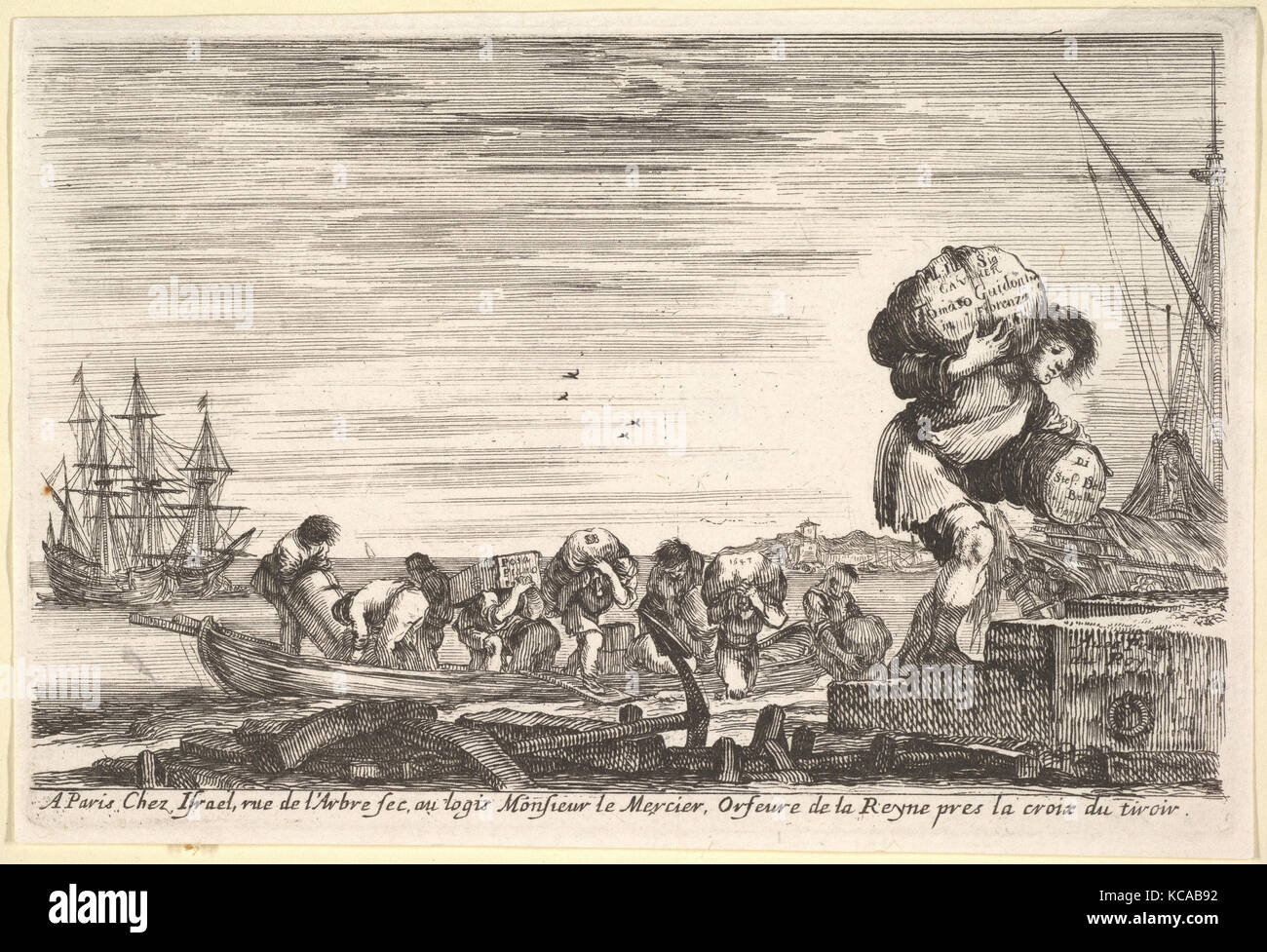 Title page men carrying bags across a rowboat and onto shore in center