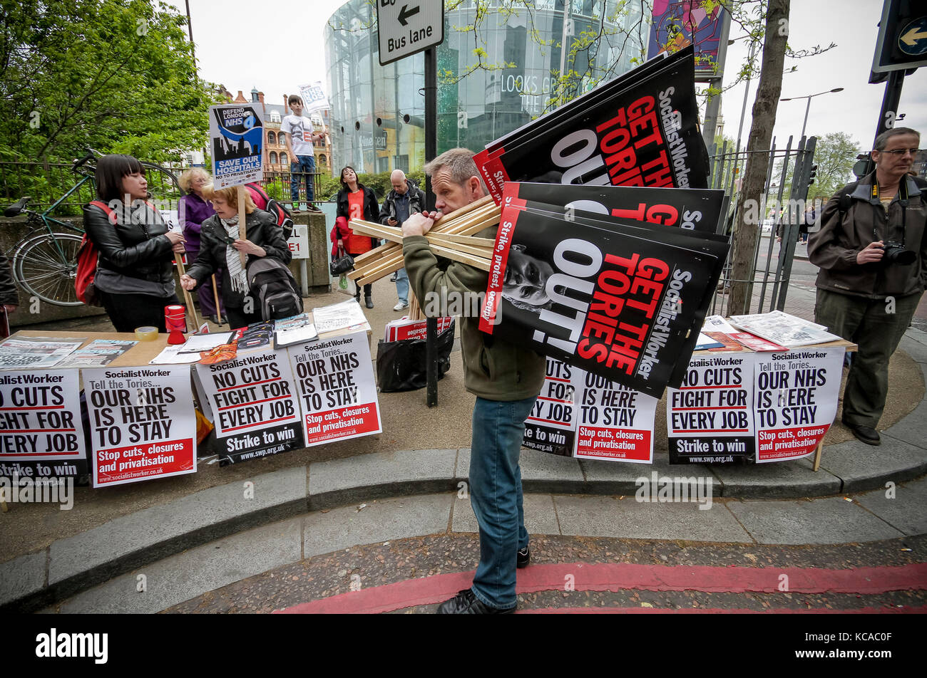 Protesters march and rally over NHS reforms. London, UK. Stock Photo