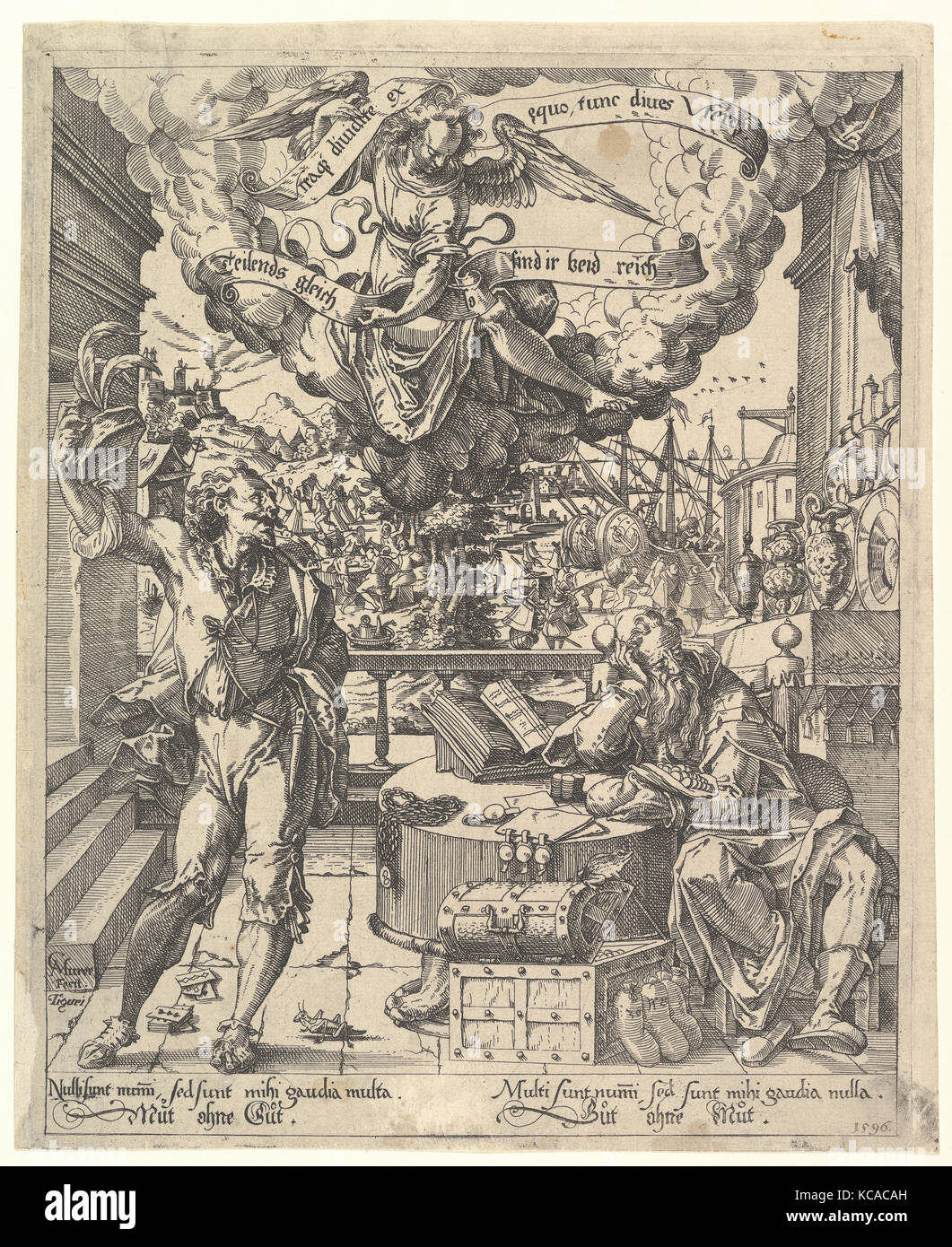 An Allegory of a Rich Man and a Poor Man (Der Lustige Arme und der Traurige Reiche), Christoph Murer, 1596 Stock Photo