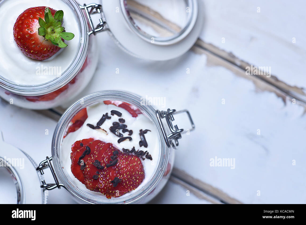Strawberry dessert on the table Stock Photo Alamy