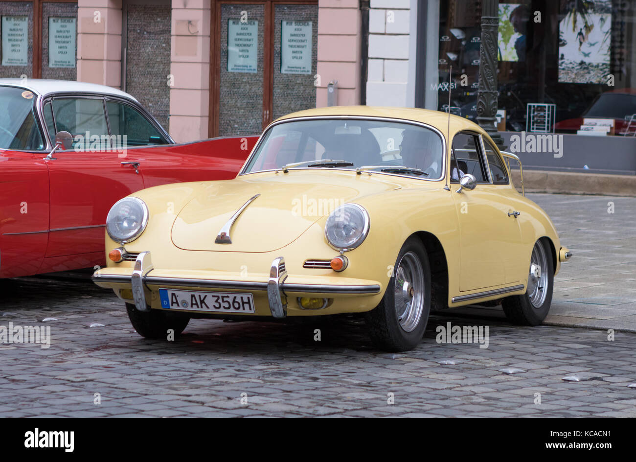 Augsburg, Germany - October 1, 2017: Porsche 356 oldtimer car at the Fuggerstadt Classic 2017 Oldtimer Rallye on October 1, 2017 in Augsburg, Germany. Stock Photo