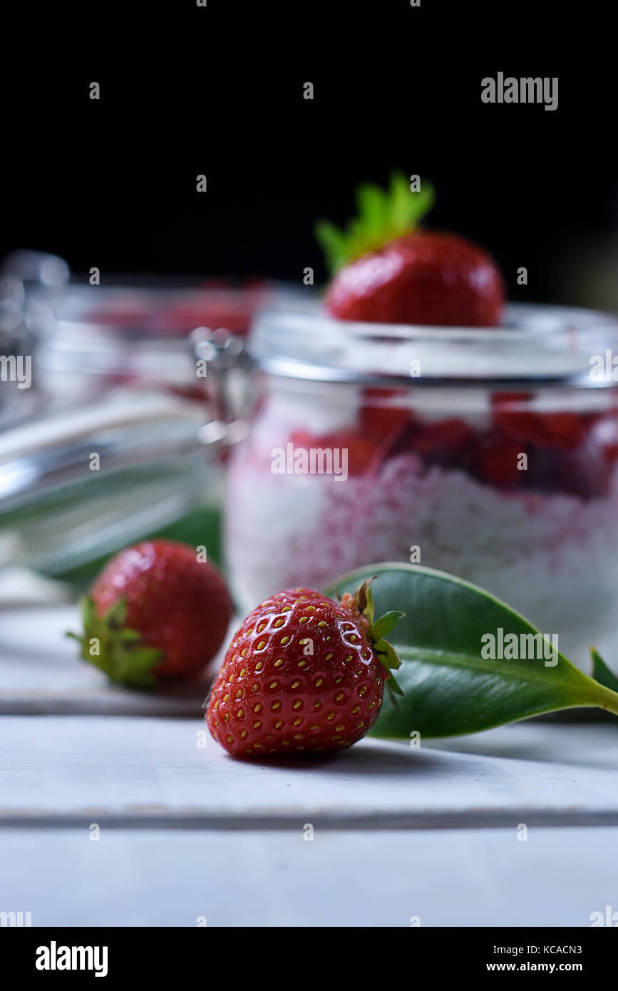 Strawberry dessert on the table Stock Photo Alamy
