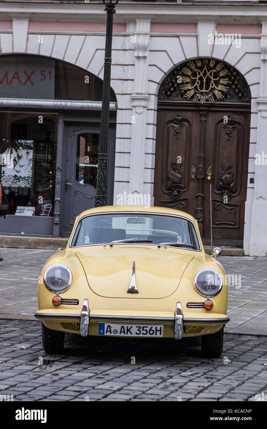 Augsburg, Germany - October 1, 2017: Porsche 356 oldtimer car at the Fuggerstadt Classic 2017 Oldtimer Rallye on October 1, 2017 in Augsburg, Germany. Stock Photo