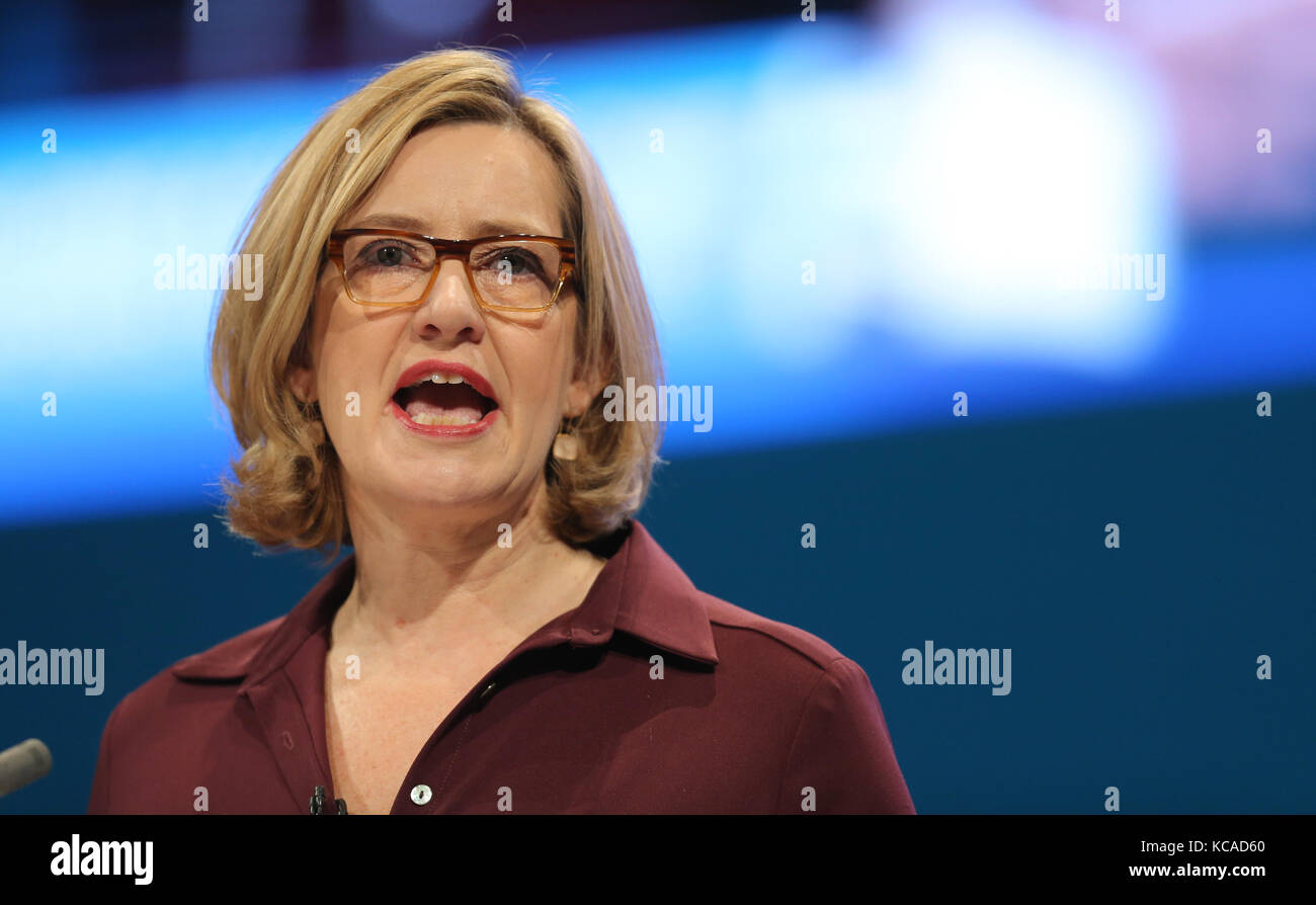 Manchester, UK. 3rd October, 2017. Amber Rudd Mp Home Secretary ...