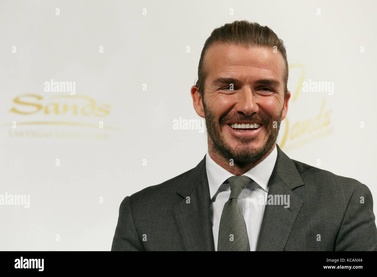 Palace Hotel, Tokyo, Japan. 4th Oct 2017. English former professional soccer star David Beckham attends a news conference for Las Vegas Sands Corp. on 4 October 2017, Tokyo, Japan., Japan. Beckham, who acts as Sands' global ambassador, attended a panel session to discuss the potential for integrated resorts in Japan. Credit: Aflo Co. Ltd./Alamy Live News Stock Photo