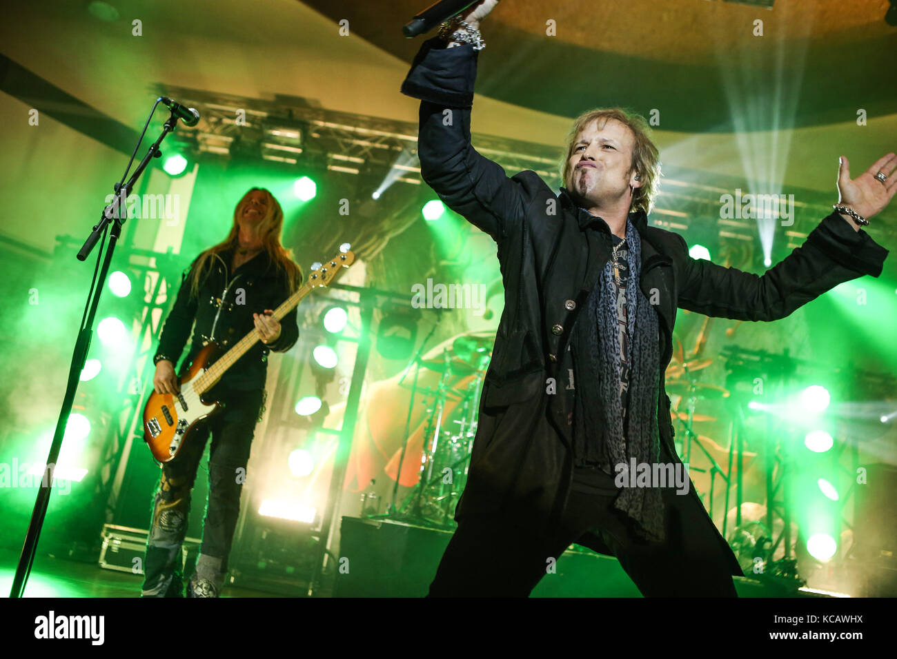 Wartenberg, Germany. 3rd October, 2017. Edguy, German Power Metal Band around singer Tobias Sammet. Final concert of their '25 Years - The Best of the Best Monuments 2017'-Tour at Wartenberg-Oval, Wartenberg-Angersbach, Germany. Credit: Christian Lademann Stock Photo