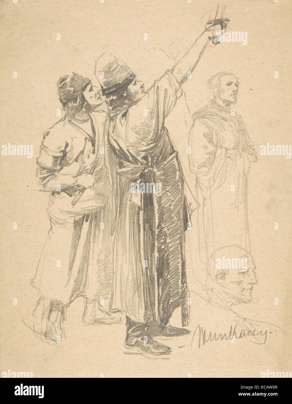 Studies of Standing Men, Mihály Munkácsy, ca. 1891–92 Stock Photo