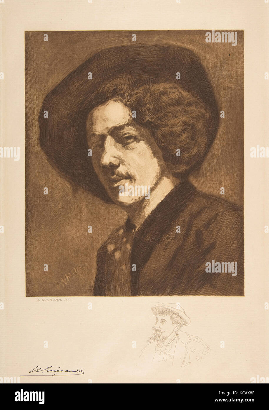Whistler's 'Portrait of Himself', Henri-Charles Guérard, 1888 Stock Photo