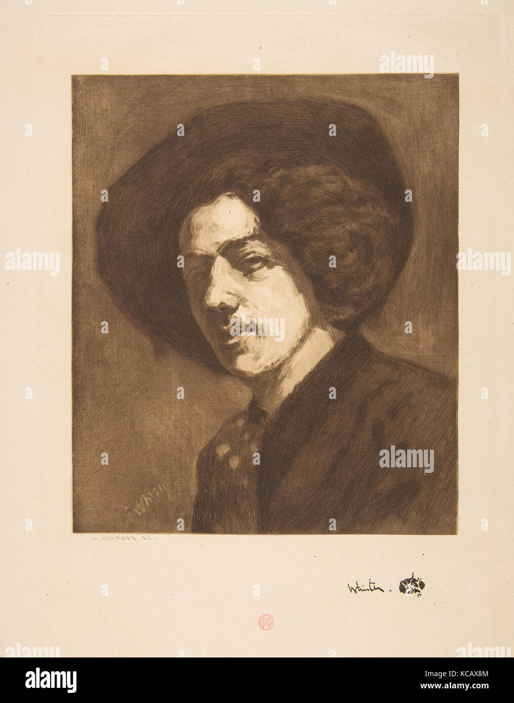 Whistler's 'Portrait of Himself', Henri-Charles Guérard, 1888 Stock Photo