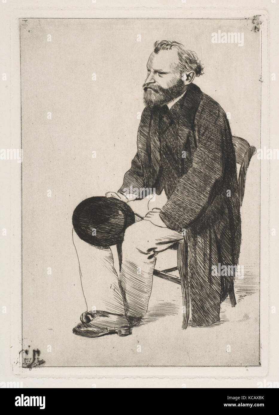 Manet Seated, Turned to the Left, Edgar Degas, ca. 1866–68 Stock Photo