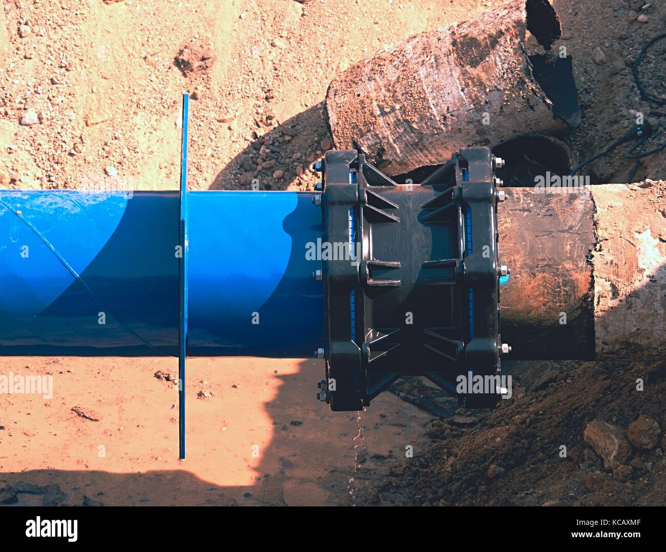 Main drink water piping with 500mm multi centric fastener. Repairing of