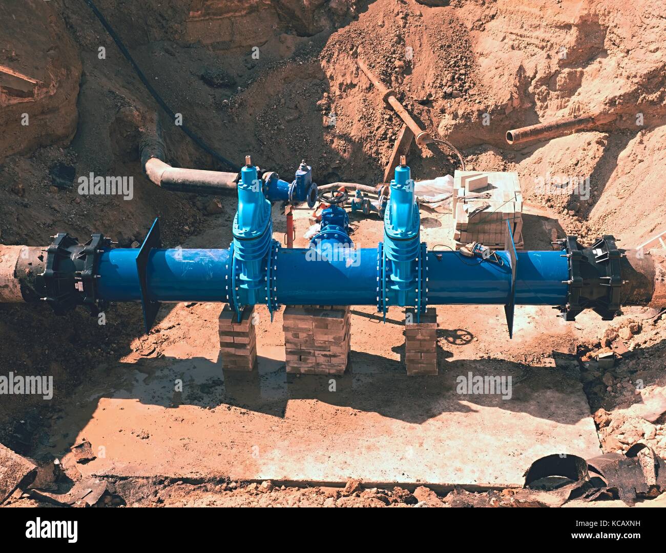 Reconstruction of main City water supply pipeline in underground. 500mm