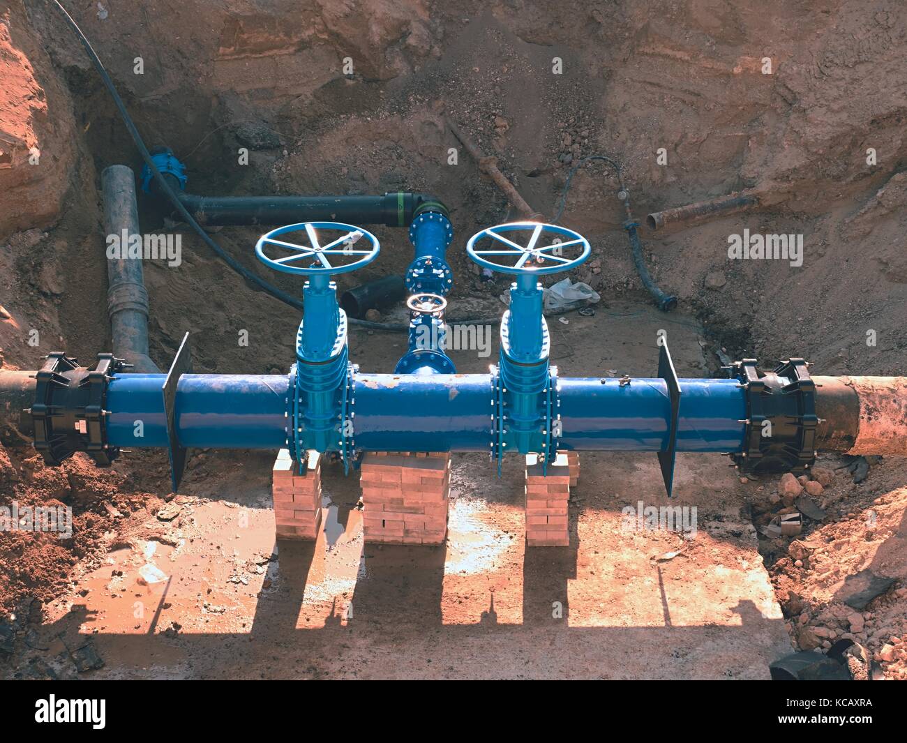 Main City water supply pipeline. 500mm large water pipeline with gate