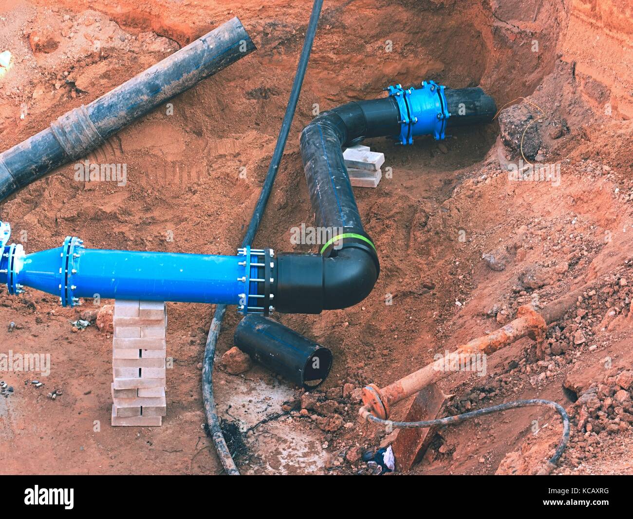 Plastic Underground Pipe Stock Photos & Plastic Underground Pipe Stock