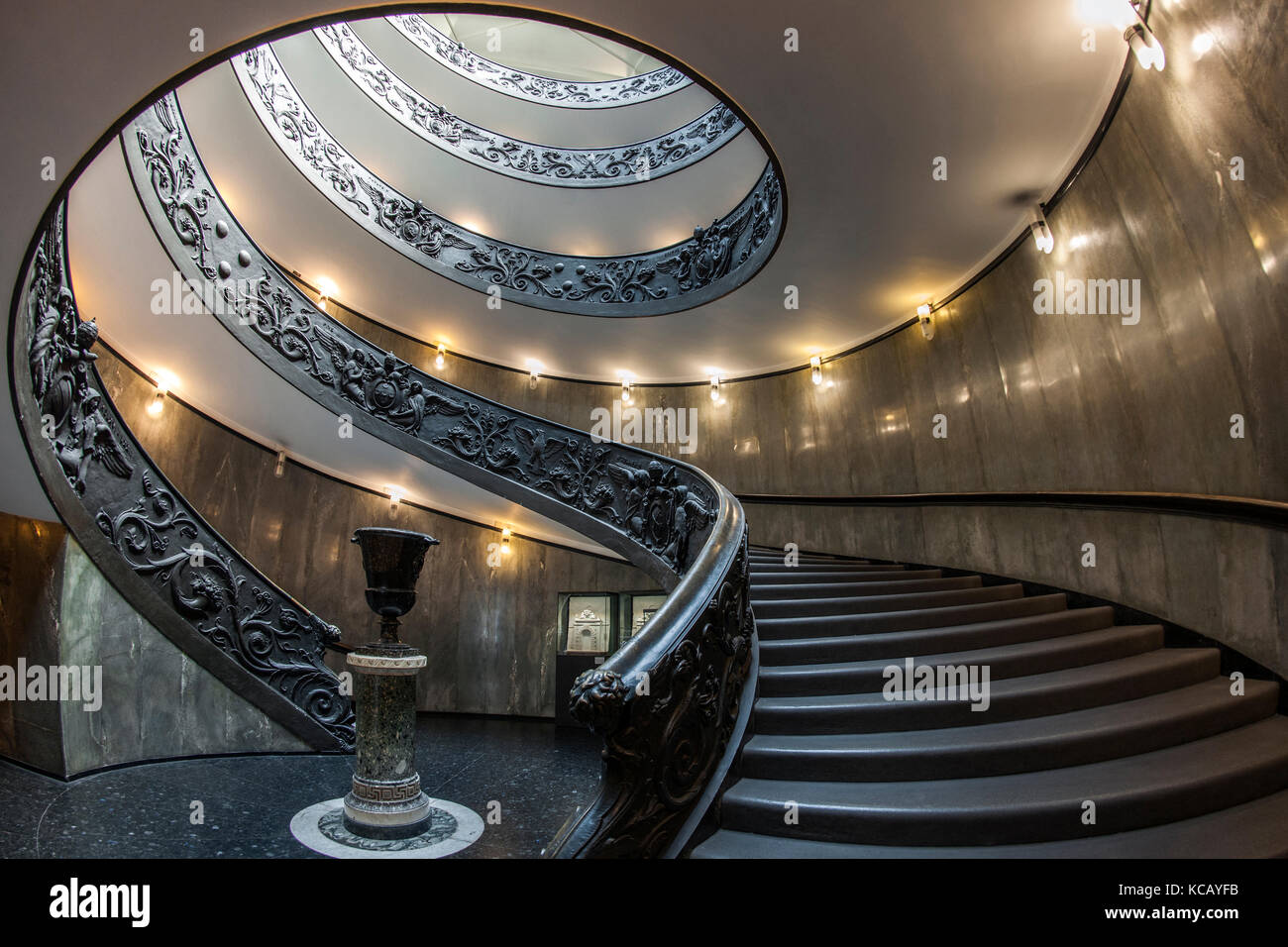 The Bramante Staircase, a double helix spiral staircase in the Vatican Museum in Rome. Stock Photo