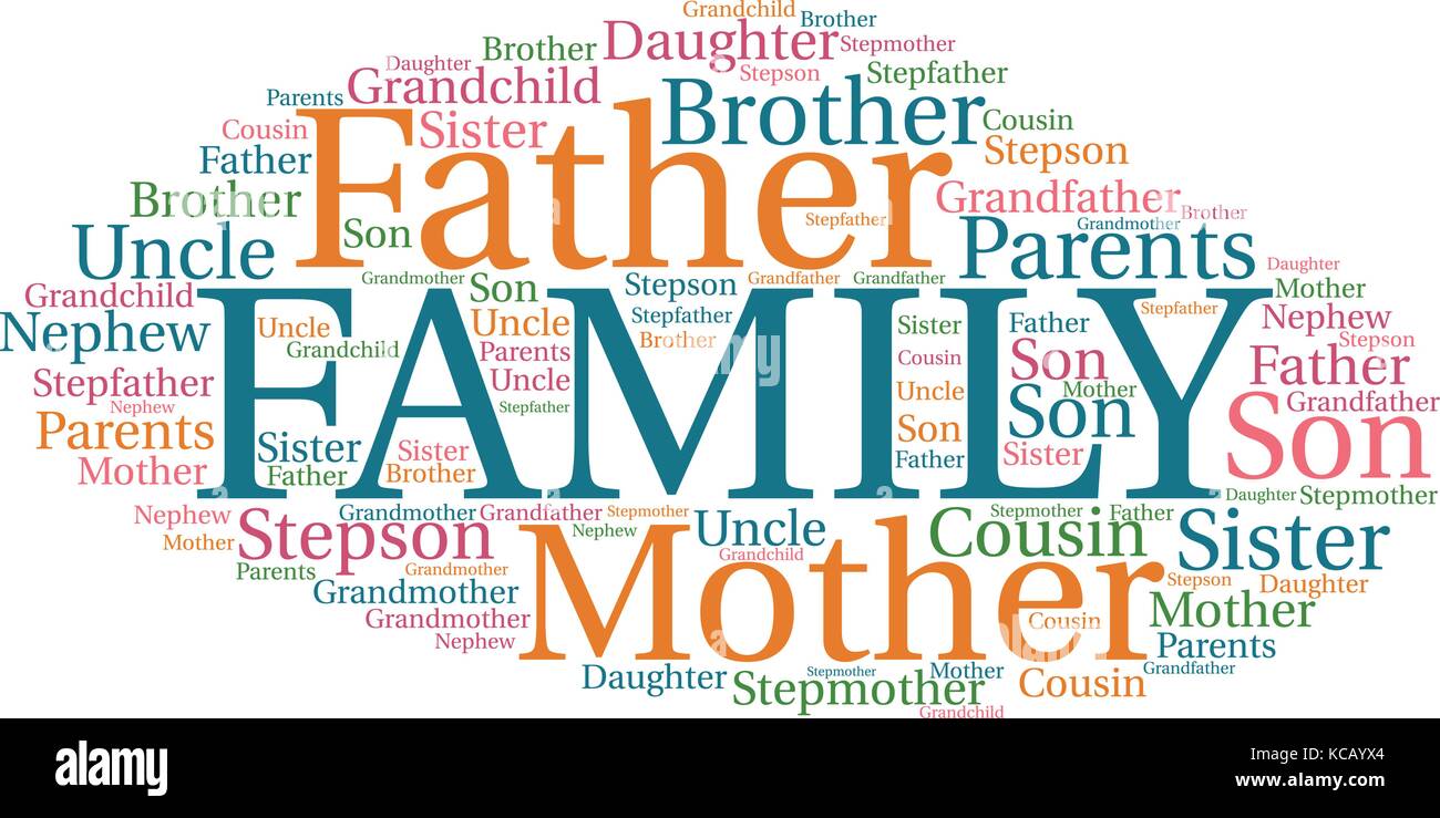 Words cloud, Family concept made of tags. Stock Vector