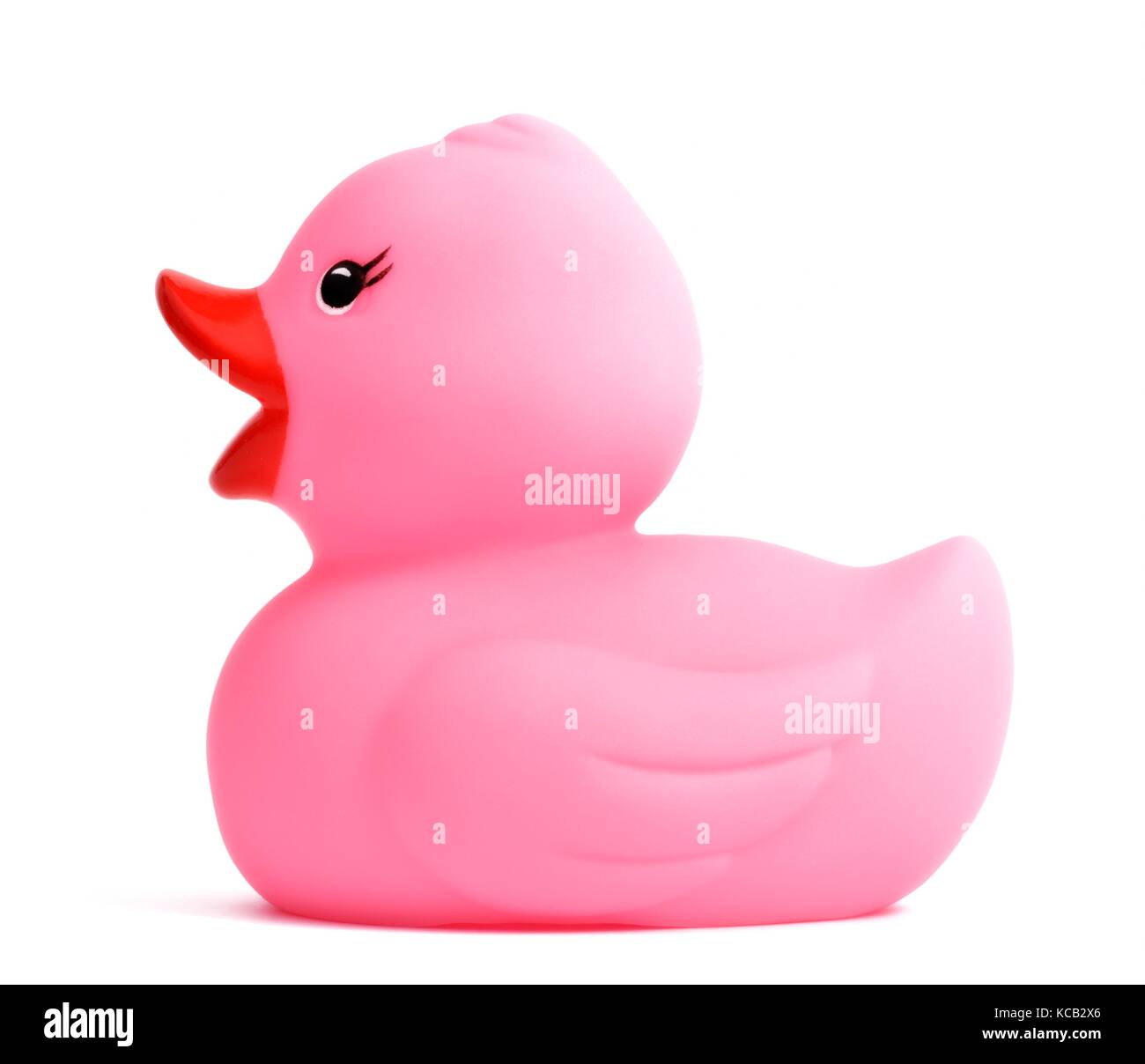 A pink bath time duck with red lips Stock Photo