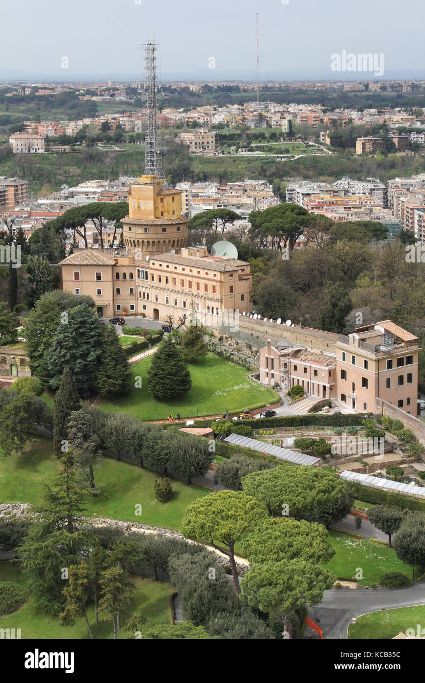 Vatican gardens from the Basilica's Cupola Stock Photo