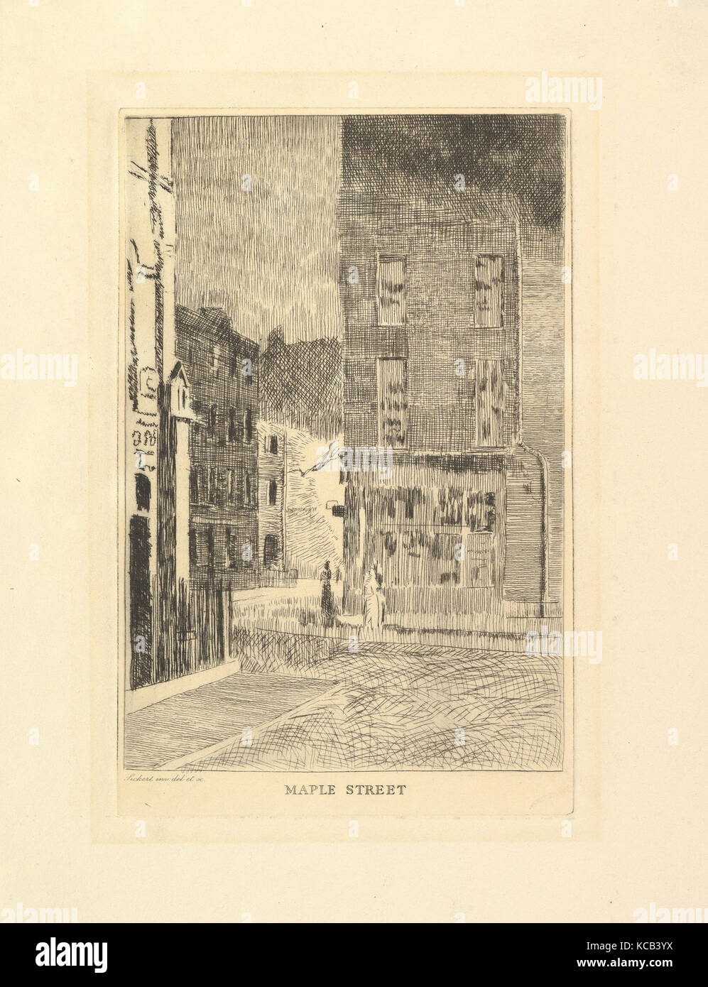 Maple Street, ca. 1923, Etching; second state, plate: 7 13/16 x 5 1/16 in. (19.9 x 12.8 cm), Prints, Walter Richard Sickert Stock Photo