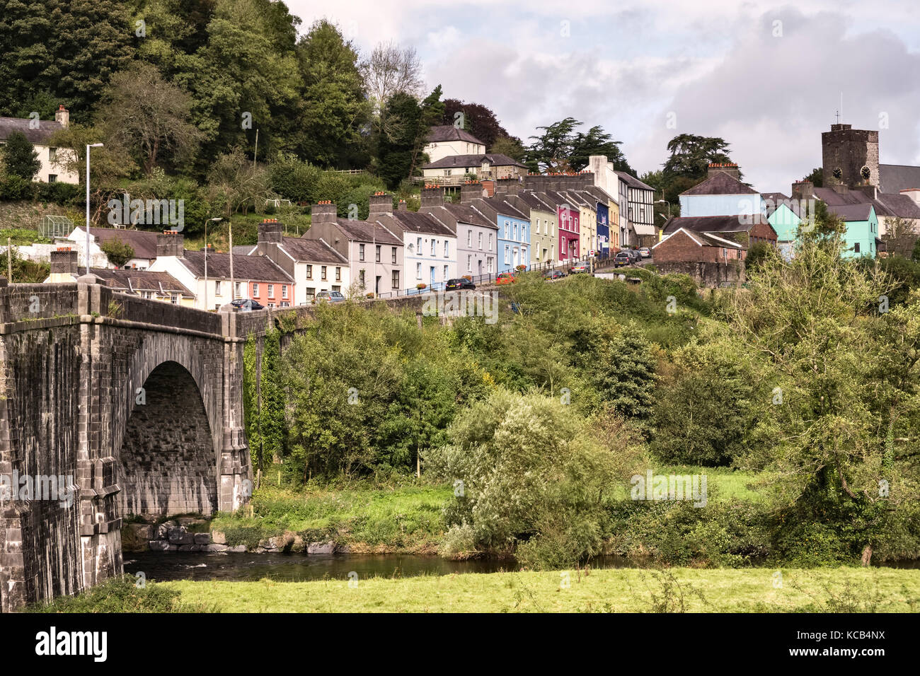 LLandeilo, Carmarthenshire, Wales, UK. The town stands above the River