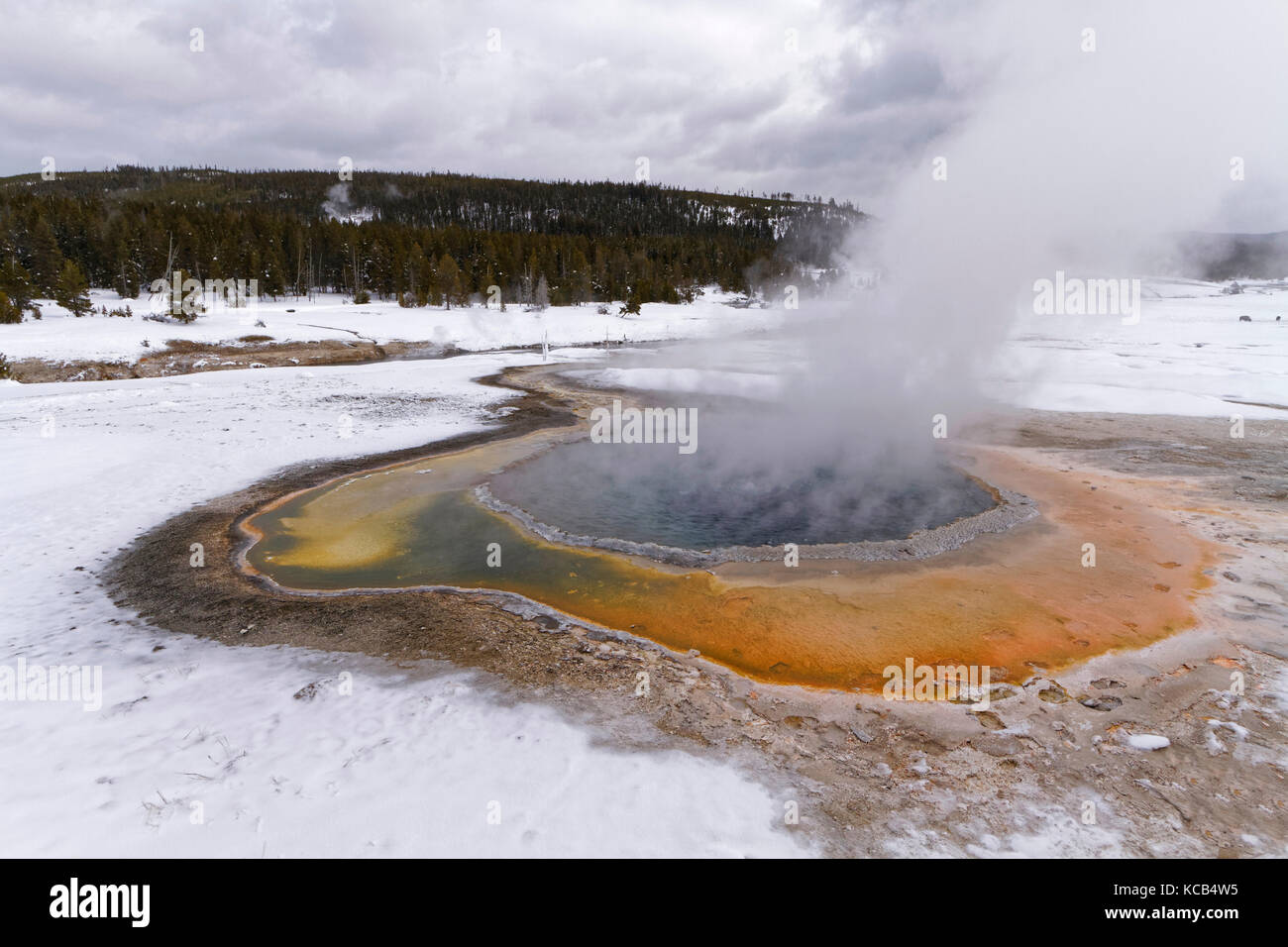 Hot springs in Old Faithful Basin, Yellowstone National Park Stock