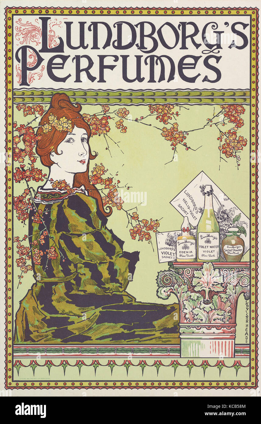 Lundborg's Perfumes, 1894, Lithograph, Sheet: 17 7/8 in. × 12 in. (45.4 × 30.5 cm), Louis John Rhead (American, born England Stock Photo