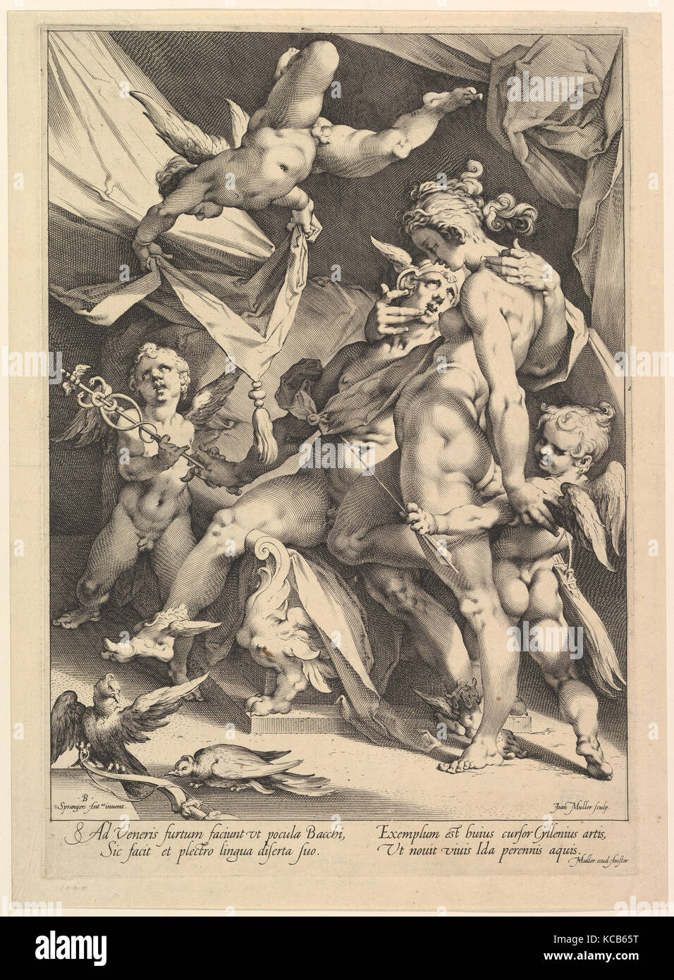 Venus and Mercury, ca. 1600, Engraving, sheet: 16 9/16 x 12 3/16 in. (42.1 x 30.9 cm), Prints, Jan Muller (Netherlandish Stock Photo