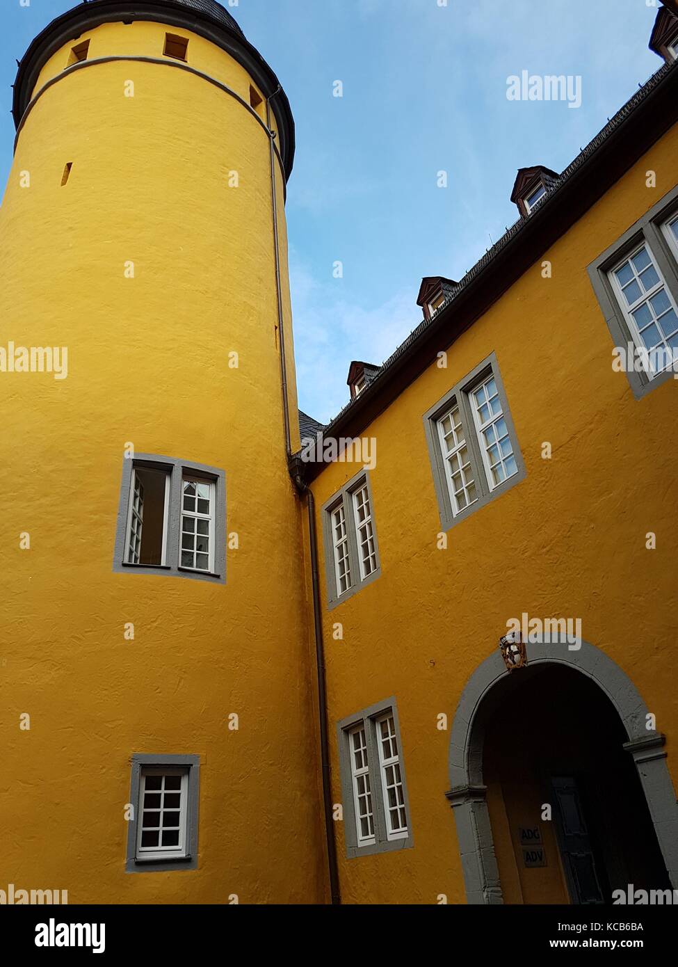 The Castle Montabaur on a mountain in city middle has expanded as a conference hotel and training center of business appointments Stock Photo